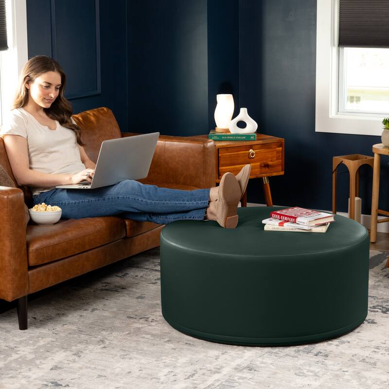 Jaxx Candler Round Couch Ottoman Large Coffee Table & Foot Rest