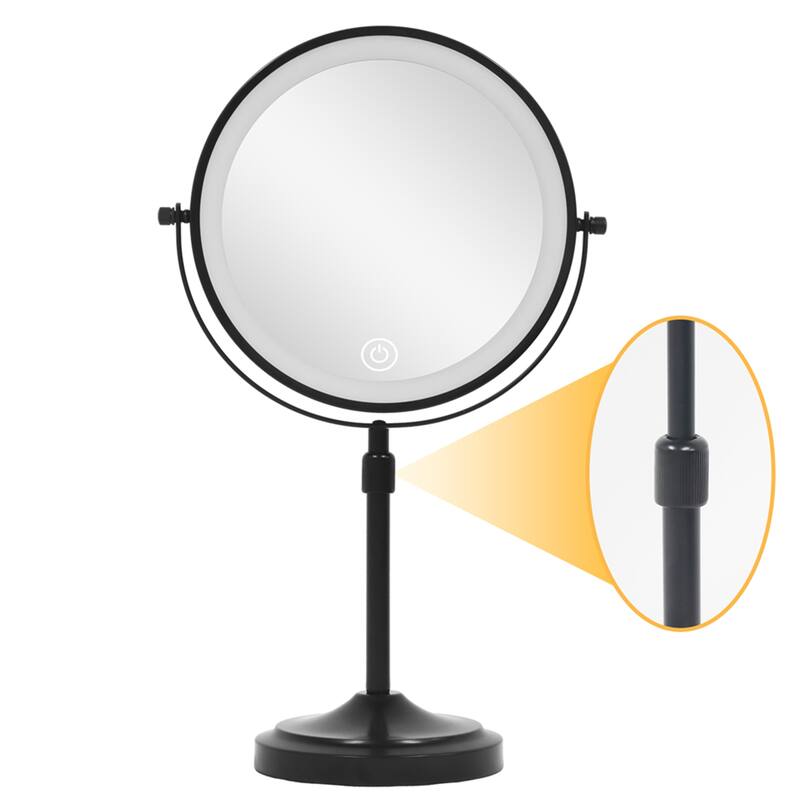 9" Lighted Makeup Double Sided 1X/10 Magnification Mirror and 3 Lighting