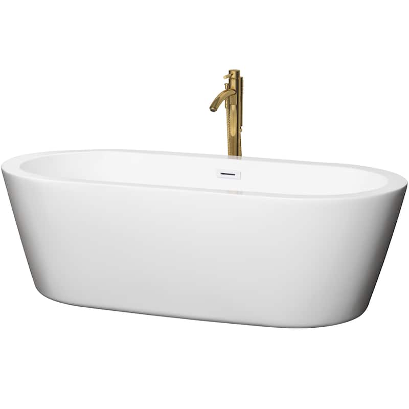 Wyndham Collection Mermaid 71-inch White Freestanding Soaking Bathtub