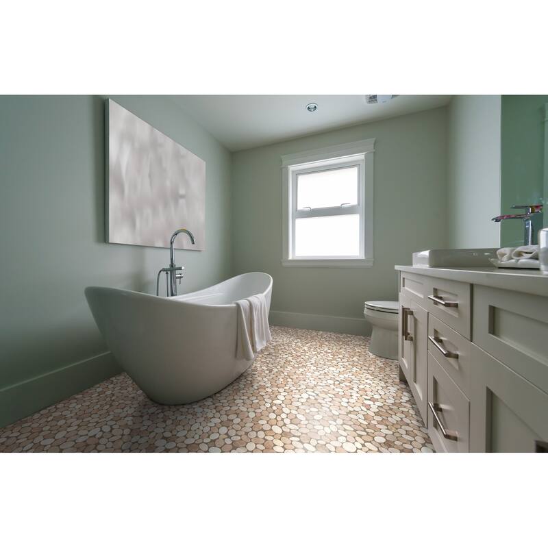 Coin Marble 11 in. x 11 in. Marble Mesh-Mounted Mosaic Wall and Floor Tile