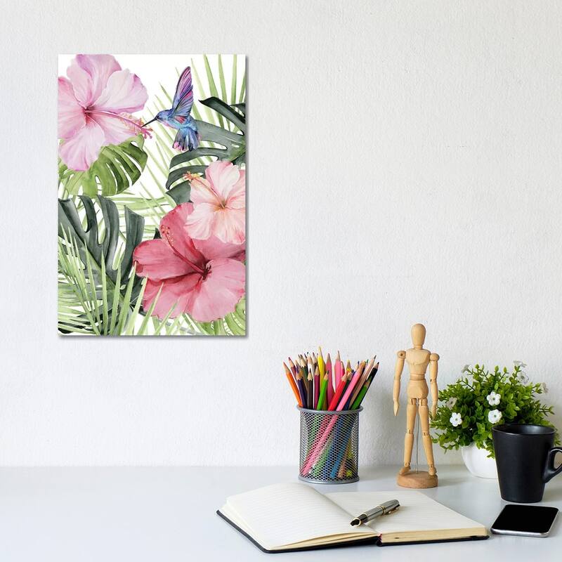 iCanvas "Hibiscus & Hummingbird I" by Jennifer Paxton Parker Canvas Print - 12x8x0.75