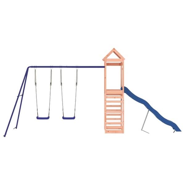 dimension image slide 1 of 3, vidaXL Swing Set Outdoor Backyard Wooden Playground Equipment for Kids Age 3-8