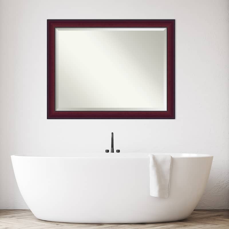 Canterbury Cherry Beveled Wood Framed Bathroom Vanity Wall Mirror - Canterbury Cherry