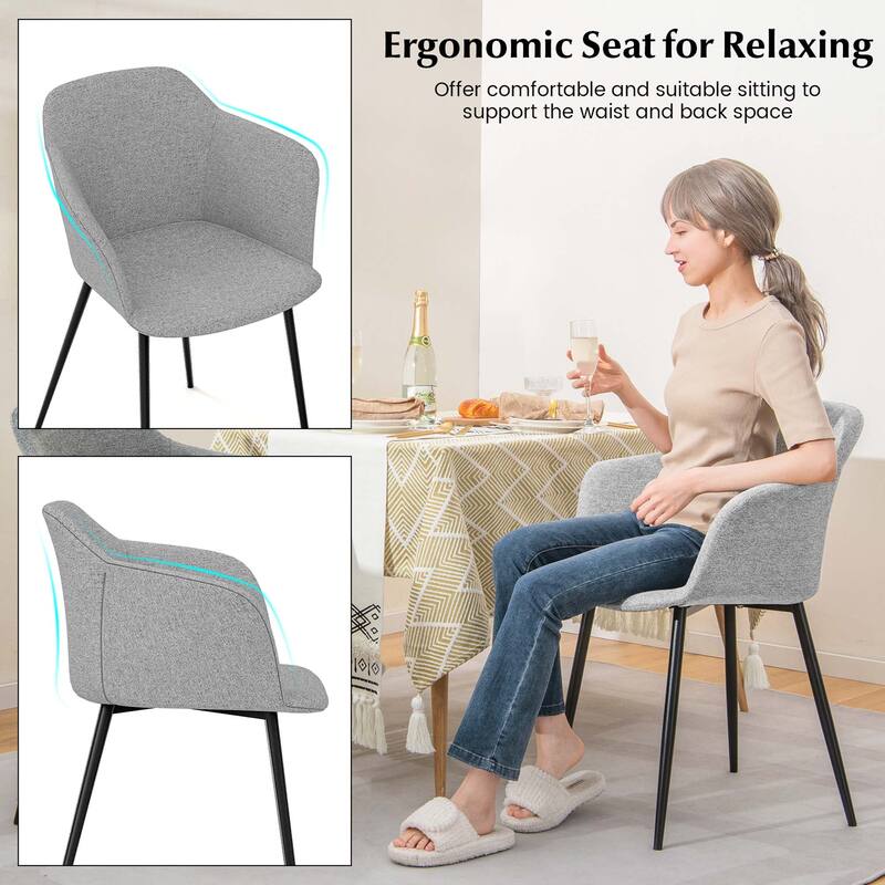 Costway Set of 2 Dining Chairs Upholstered Accent Side with Backrest & - See Details