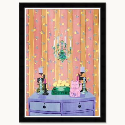 Wynwood Studio Lucky Night Stand Framed Trendy Maximalist Decor 1 Piece Canvas Wall Art