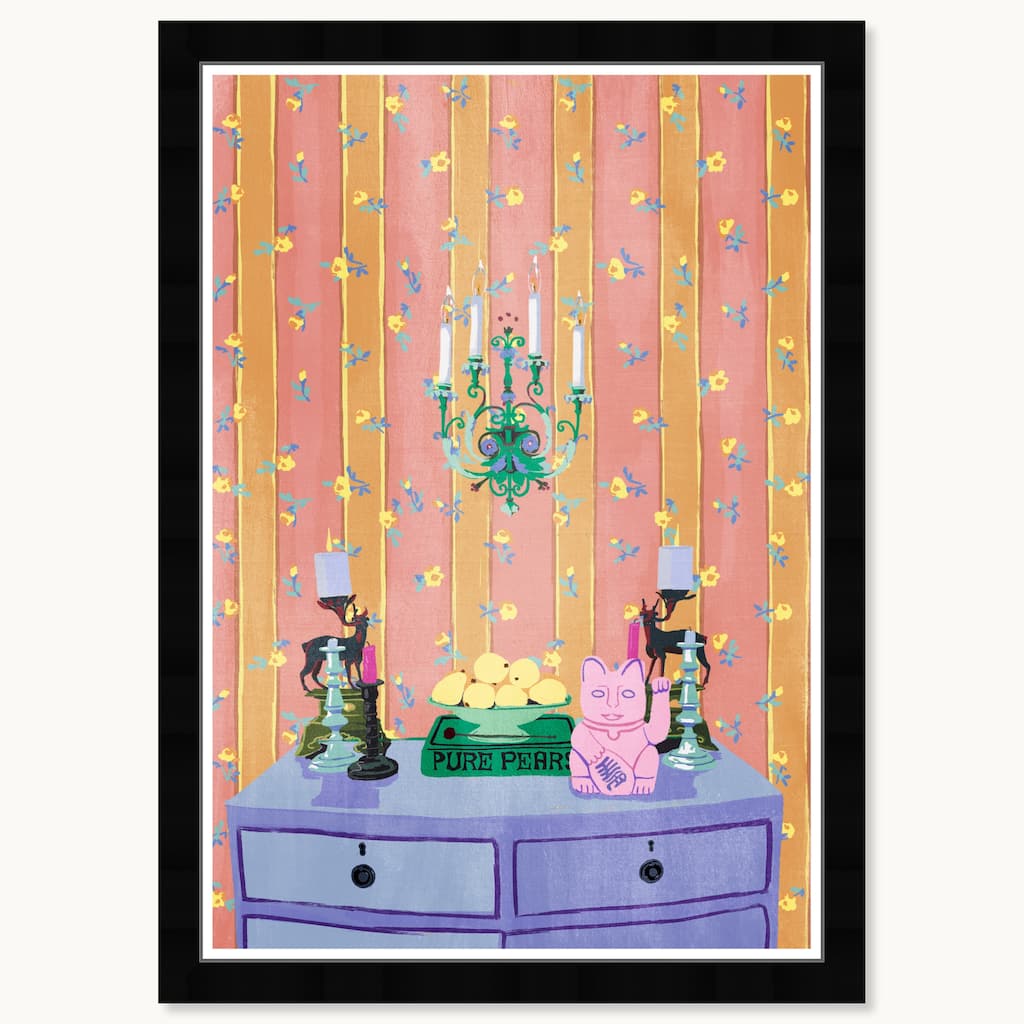 Wynwood Studio Lucky Night Stand Framed Trendy Maximalist Decor 1 Piece Canvas Wall Art