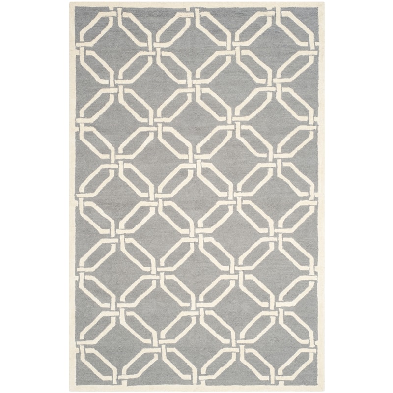 SAFAVIEH Handmade Cambridge Nhung Modern Moroccan Wool Rug - 5' x 8' - Dark Grey/Ivory