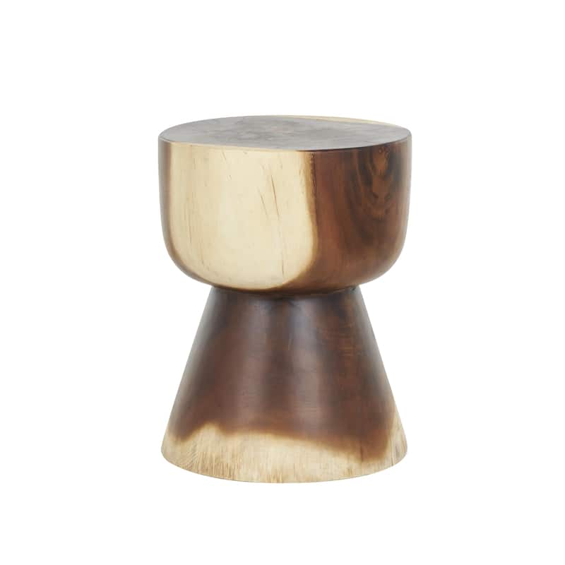 Wood Handmade Hourglass Accent Table with Natural Wood Grain - Brown - Roche River Decor