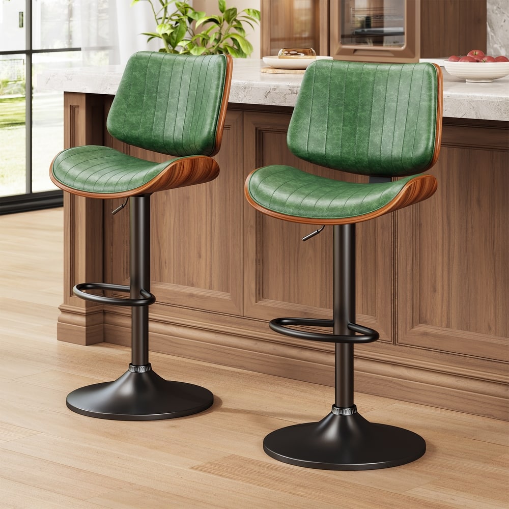 Swivel Adjustable Height Counter Stools, Bar Stools with Backs - 20" W X 18"D X 24-33" H
