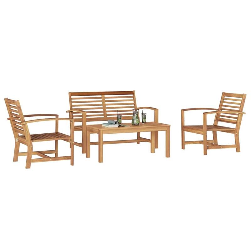 vidaXL Garden Sofa Set Natural Solid teak wood - 37 x 18 x 16