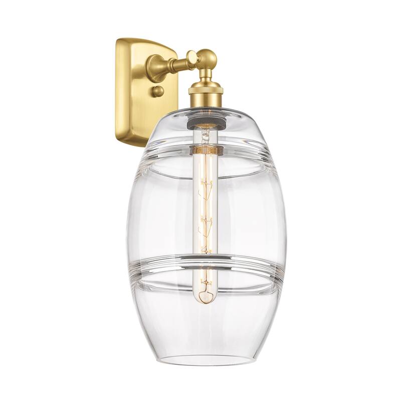 Innovations Lighting 516-1W-11-8 Vaz Sconce Vaz 11" Tall Wall Sconce - Satin Gold / Clear