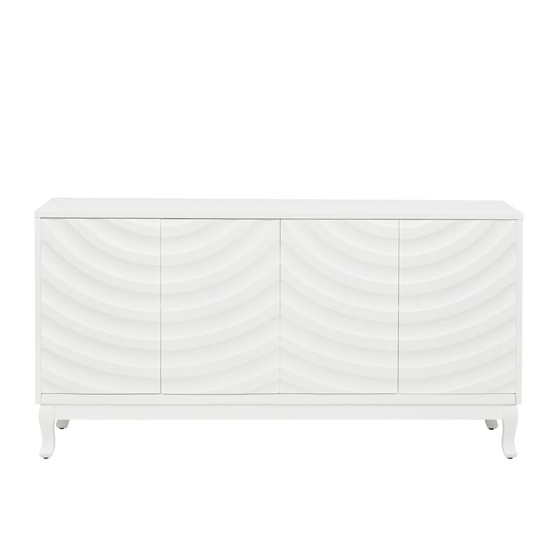 Modern Elegant Sideboard with 4 Doors, Height Adjustable, for Study, Entryway, and Living Room, White
