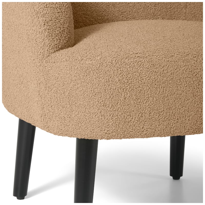 Bayville Sherpa Polyester Upholstered Barrel Chair - Faux Shearling