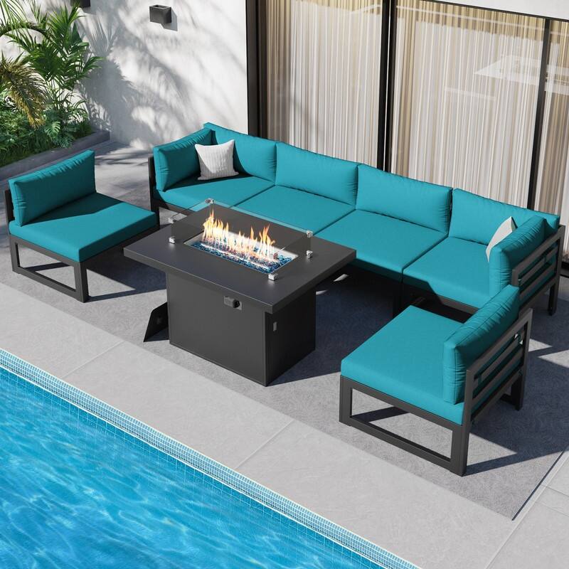 FINCATI Aluminum Outdoor Patio Furniture Conversation Sectional Sofa Set