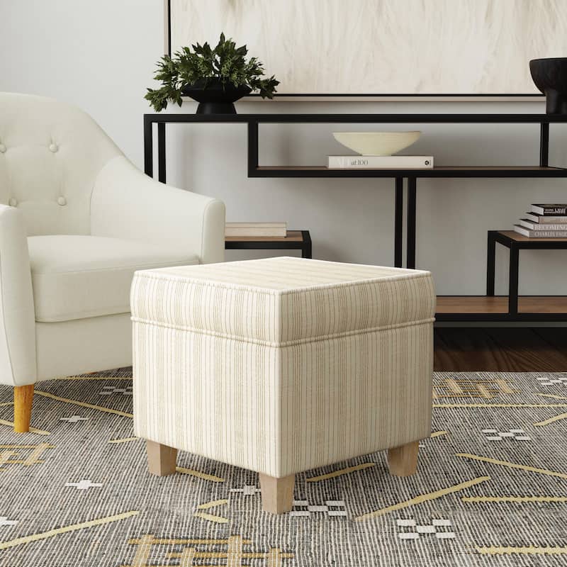 Carson Carrington Birkerod Square Lift-off Storage Ottoman - Marigold Pinstripe