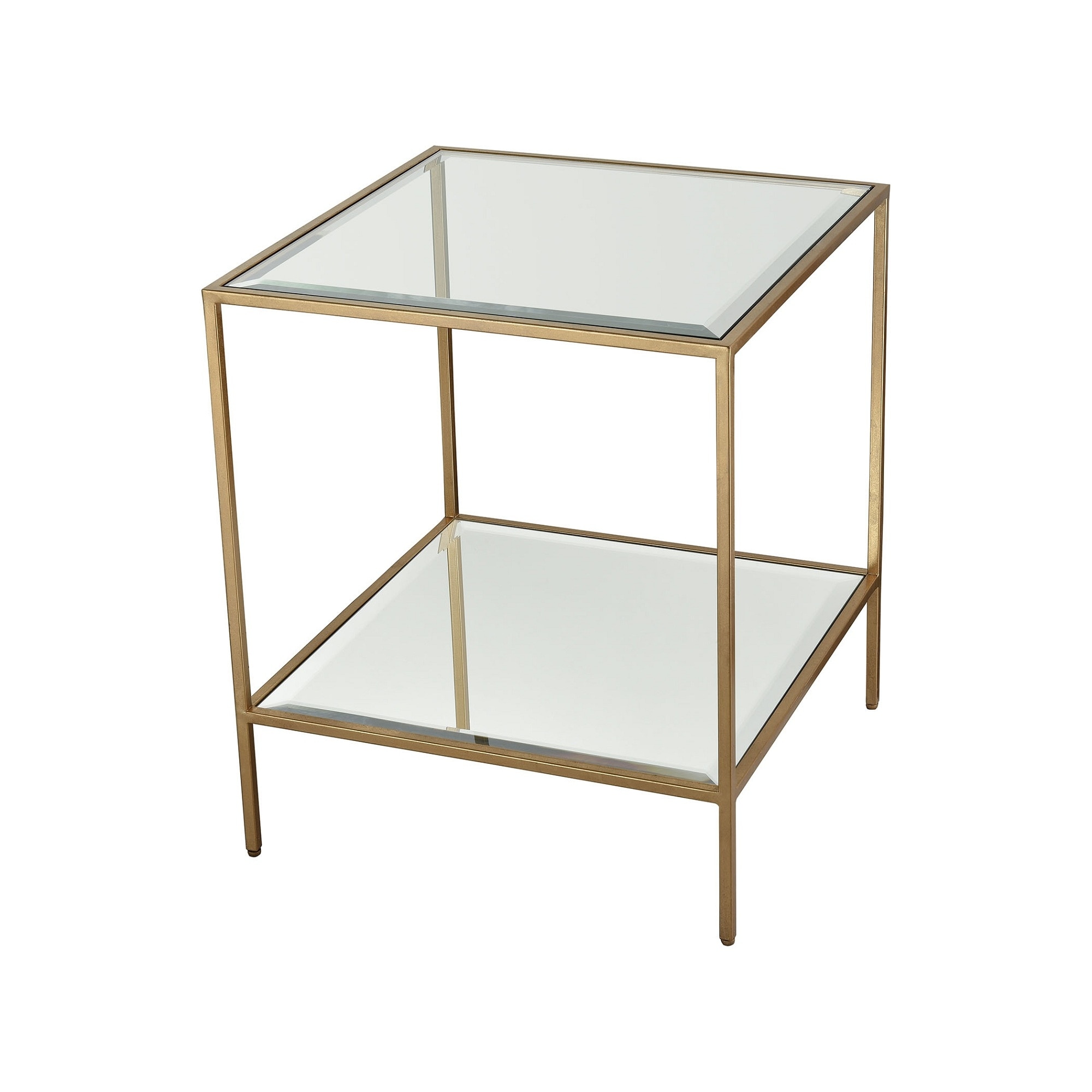 Shop 24 Gold Leaf Finish Frame Scotch Mist Square Clear Glass Side Table On Sale Overstock 29297759