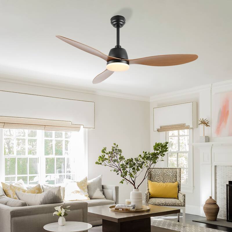 Aldrin 52" 1-Light Industrial Iron/Plastic Mobile-App/Remote-Controlled 6-Speed Propeller LED Ceiling Fan, by JONATHAN Y