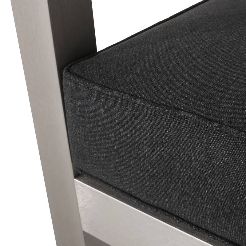 Aviara Outdoor Aluminum Club Chairs with Side Table by Christopher Knight Home