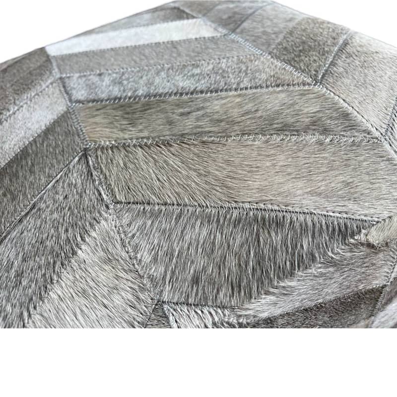Pasargad Natural Cowhide Ottoman silver 19'' - 1' x 1'