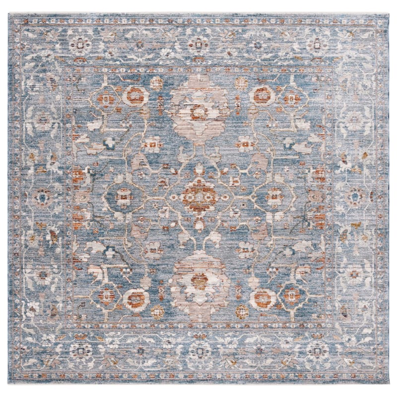 SAFAVIEH Heirloom Aurora Traditional Oriental Rug - 6'3" Square - Blue/Grey