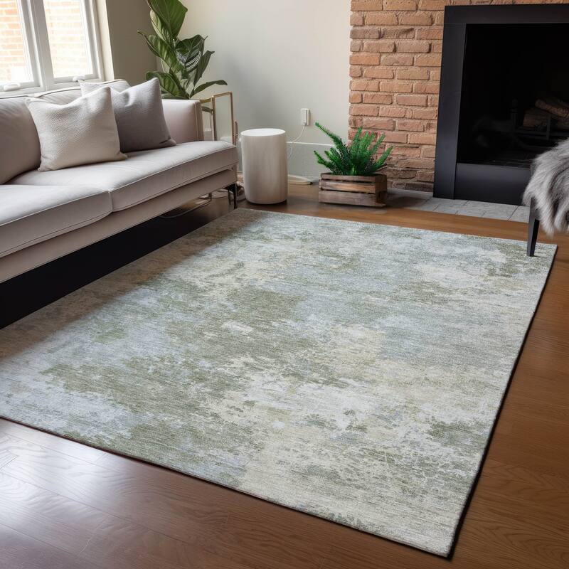 Machine Washable Indoor/ Outdoor Chic Modern Chantille Rug