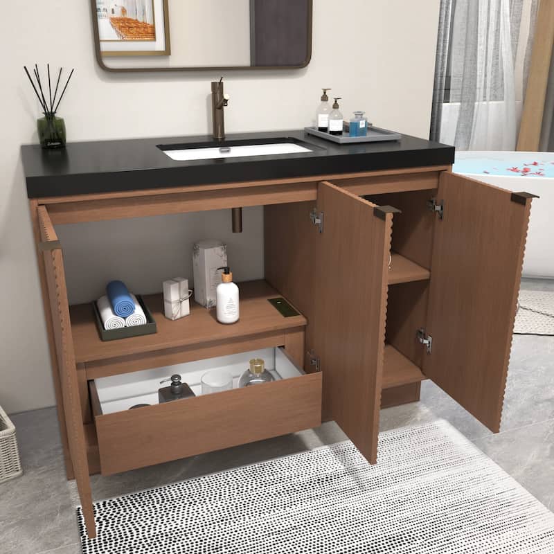 Milano 48" Freestanding Bathroom Vanity with Black Acrylic Sink