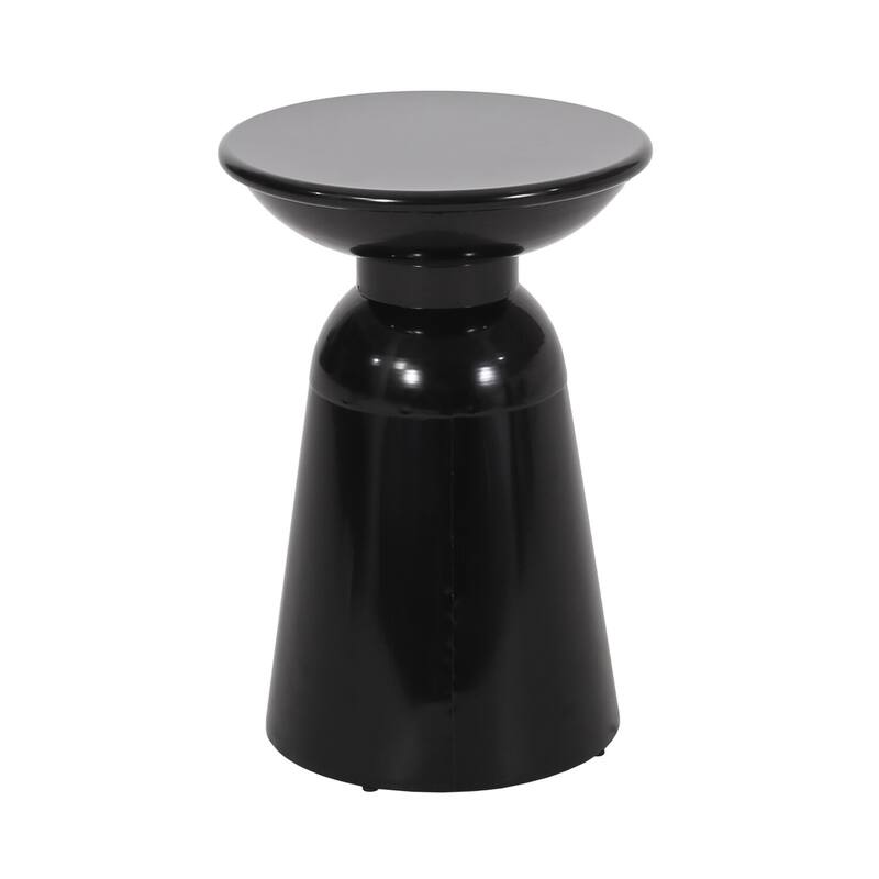 15 in. Black Round Metal End Table with Pedestal Base