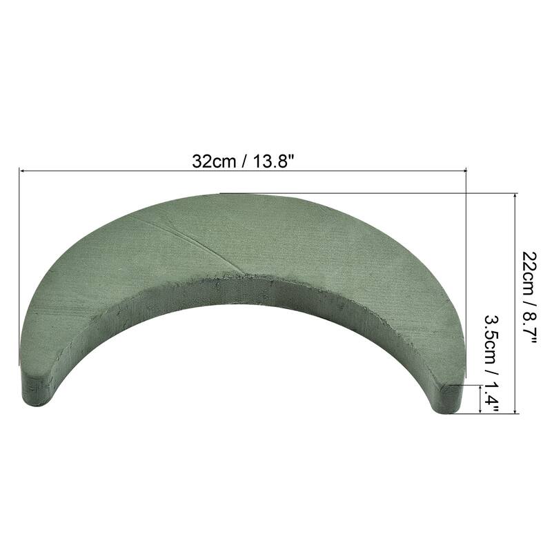 Floral Foam Block Moon Shaped Brick for Flower Mud Florist Arrangement - Green - 35cm