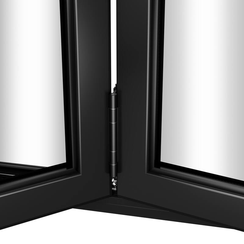 KaMic 192"×80" 6 Panels Aluminum Folding Door In Black,Folded Out From Dual Open Model #:FD6PBK19280-DO