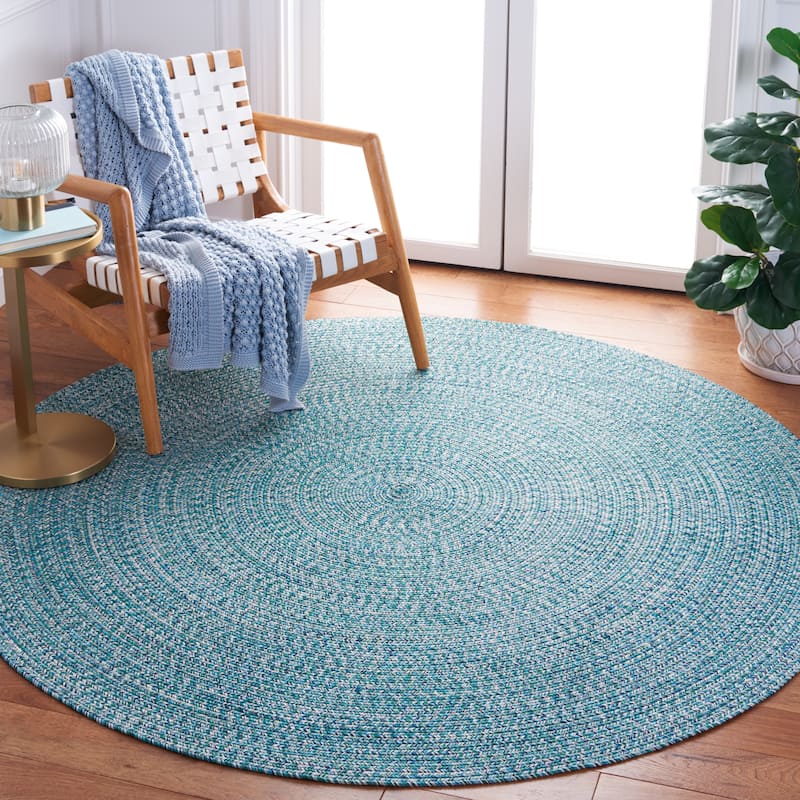 SAFAVIEH Handmade Braided Anthi Casual Rug - 8' Round - Teal/Green
