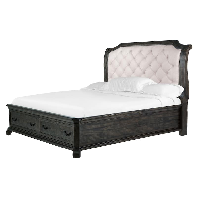 Magnussen Home Bellamy Peppercorn Sleigh Upholstered Headboard - King