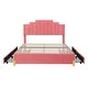preview thumbnail 3 of 7, Pink Velvet LED Upholstered Platform Bed with RGB Lights, Stylish Metal Legs