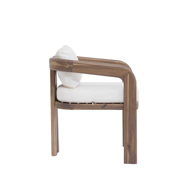 Christopher Knight Home - Country Acacia Wood 7-Piece Outdoor Dining Set with Cushions, Natural and Teak Finish Patio Table