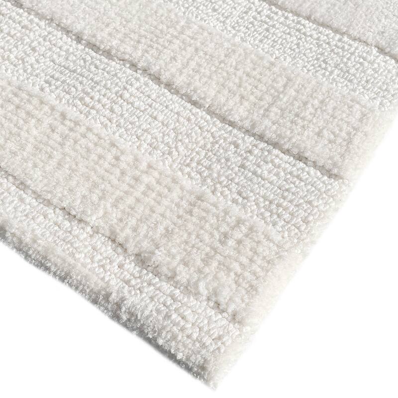 8x10 Light Cream & Ivory Geometric Waves Stripes Textured Large Area Rug - 8' x 10' Feet