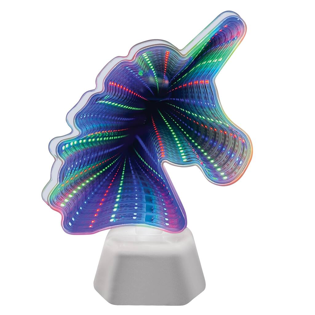 LED Lighted Unicorn-Shaped Infinity Light - 7.750 x 6.000 x 3.150