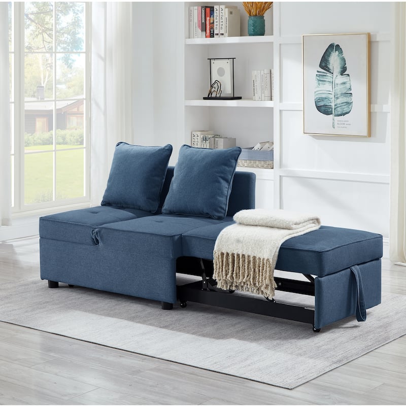 4-in-1 Sofa Bed - Convertible Recliner with Wood Frame