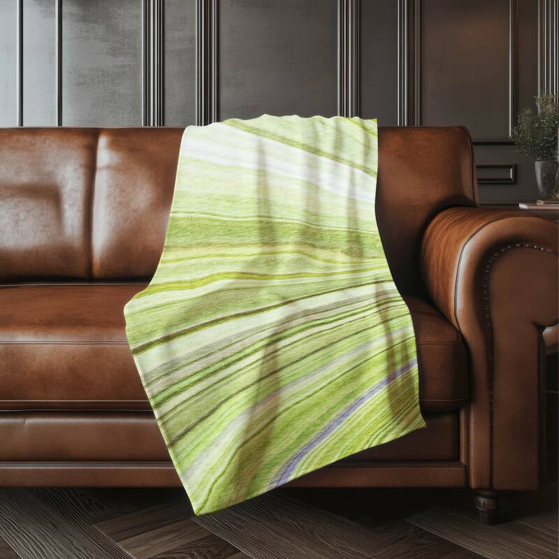 Premium Machine Washable Contemporary Stripe Sherpa Throw Blanket - Aloe - 4'2" x 5'10"