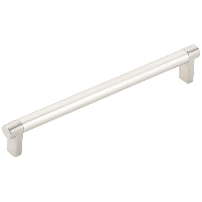 Emtek 84056.REC.SM Smooth 8" Center to Center Bar Cabinet Pull with - Satin Nickel / Satin Nickel Stem