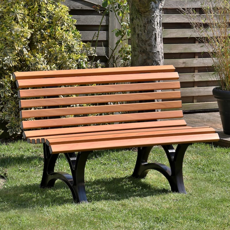 56 in. Ergonomic Weatherproof PVC Outdoor Garden Bench - Overstock ...