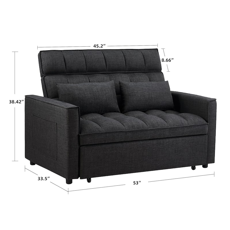 Modern 76.5" Length Pull Out Tufted Convertible Loveseat Upholstery Reclining Sleeper Sofa Bed