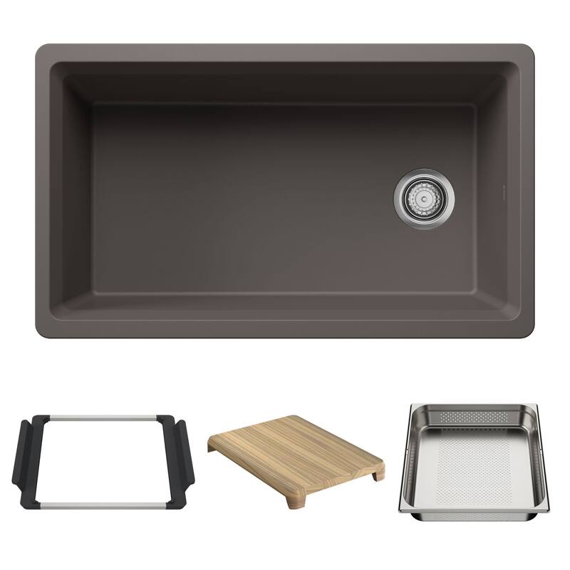 Blanco 443314 Inteos 33" Undermount Single Basin Granite Composite - Volcano Gray