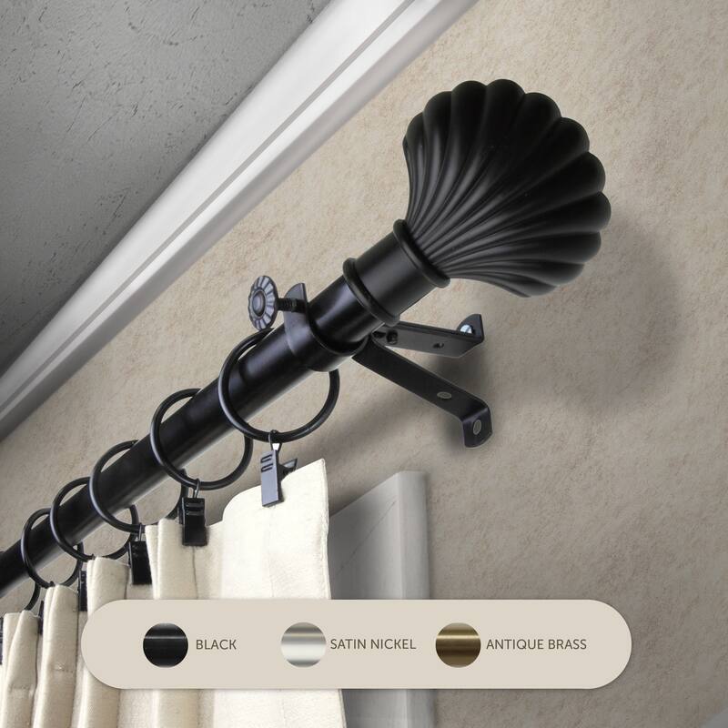 InStyleDesign Shelly Adjustable Curtain Rod - 28 to 48 inches - Black