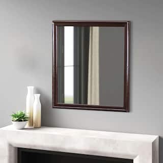 Molded Wooden Frame Mirror with Mounting Hardware, Dark Brown