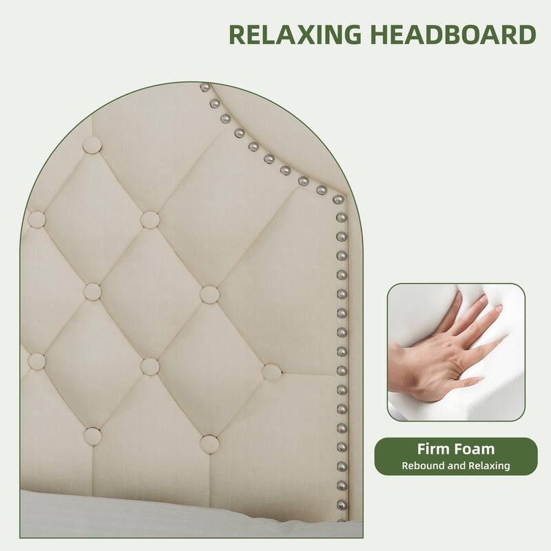 Moasis Upholstered Tufted Bed Frame with Adjustable Height Headboard
