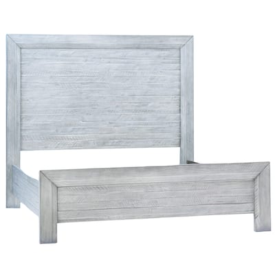Chauncy Acacia Wood Panel Bed, Light Gray