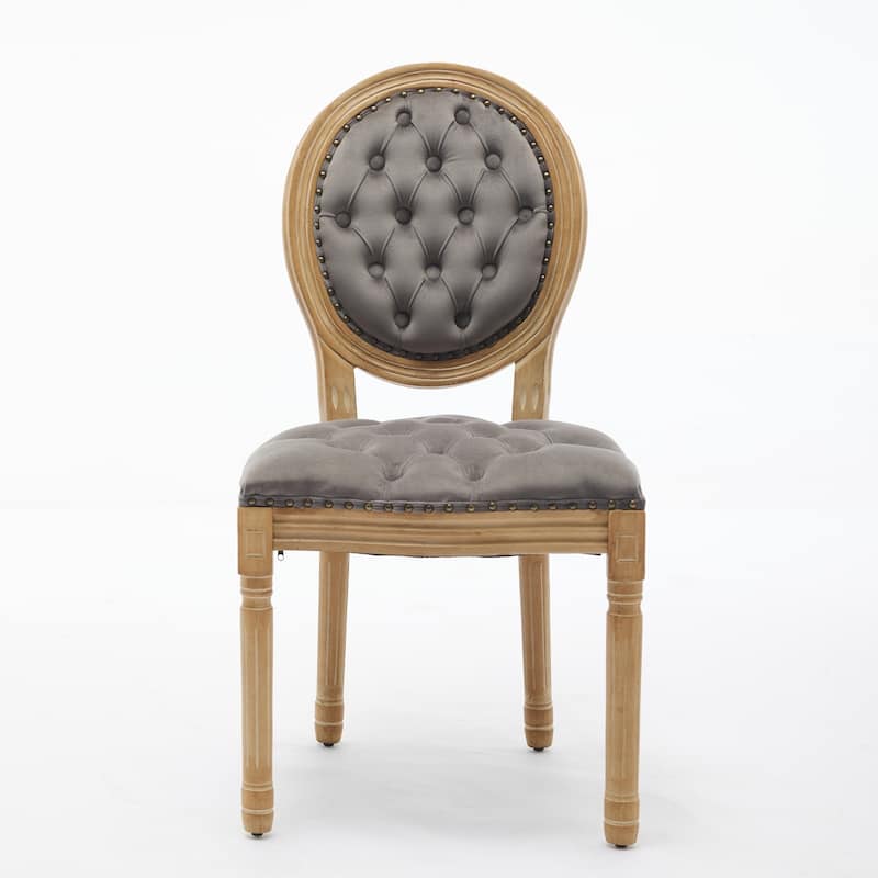 French Style Solid Wood Frame Antique Painting,Dining Chair with Nailhead Trim,Wood Legs,Steel Spring inner,Set of 2