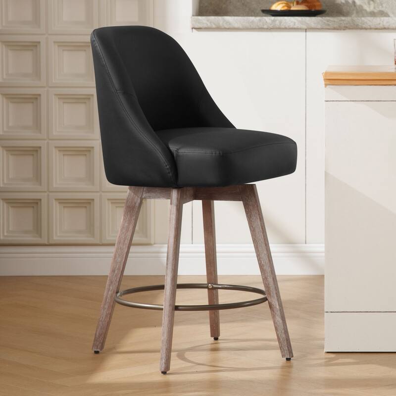 26" Counter Height Swivel Bar Stool, Upholstered Counter Stools - 39.37" (H) x 22.44" (D) x 21.65" (W)