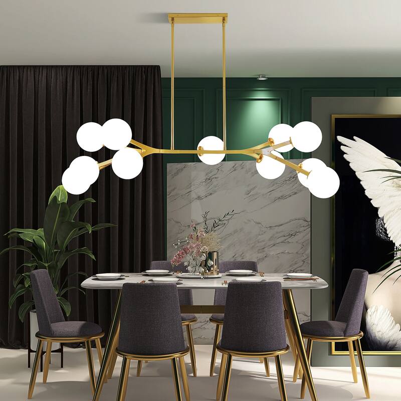 Dimmable Modern Chandelier for Dining Room with Frosted Glass Shade