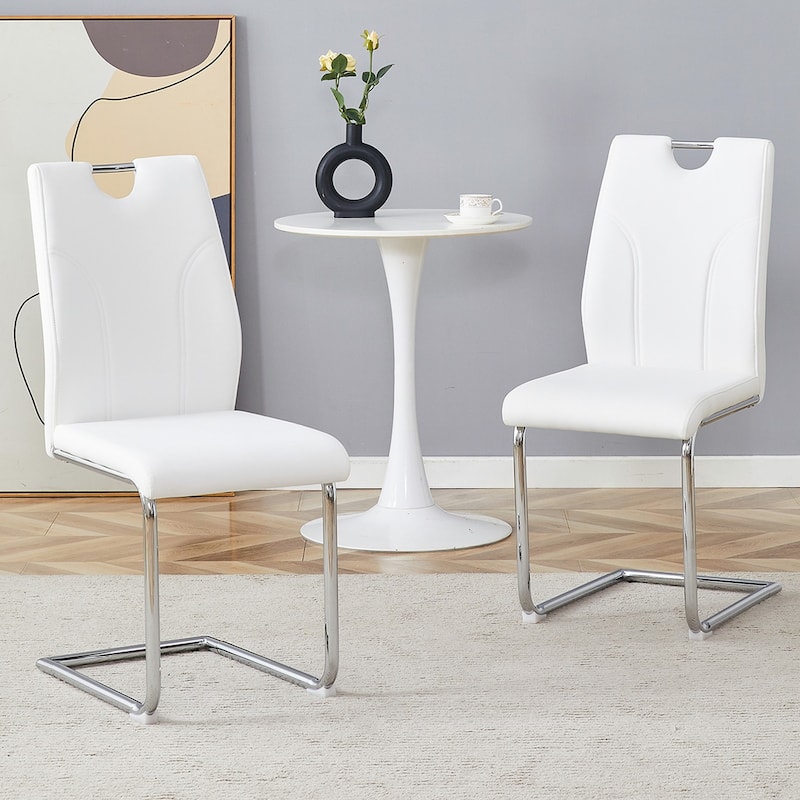 2PCS PU Metal Frame Dining Chairs