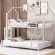 preview thumbnail 3 of 34, Contemporary Design Twin over Full Metal House Bunk Bed, Safety and Convenience, Stability and Durability, Space-saving, Pink